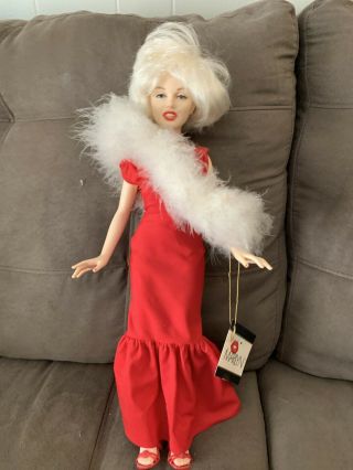 1983 Marilyn Monroe 18 " Doll Red Dress,  Boa,  Shoes By World Doll