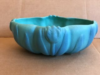 Vintage Van Briggle Ming Blue Flower Ceramic Pottery Vase / Signed