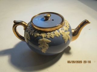 Vintage - Gibson - Staffordshire Blue & Gold Laced With White Flowers - Teapot - 1940 