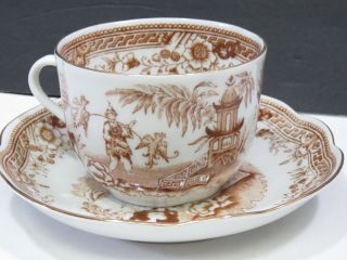 Arabia Finland Singapore Cup And Saucer Brown Transferware