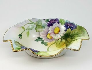 Vintage Nippon Hand Painted Bowl Daisies Flowers Signed
