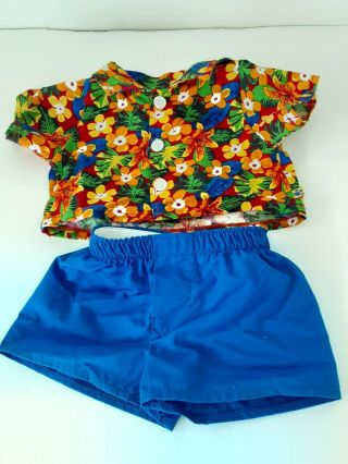 Teddy Bear Hawaiian Shirt & Shorts Outfit Clothes Fit Build - A - Bear