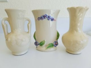 Three Vintage Shawnee Pottery Vases - Classic Ivory - 5 " Tall - 1940 