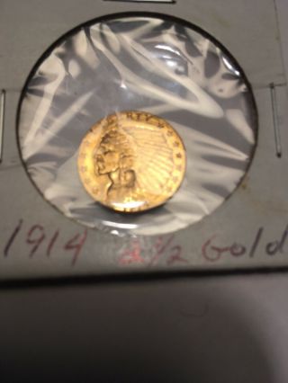 1914 D $2 1/2 Indian Head Gold Coin Quarter Eagle,  Should Grade Very Nicely