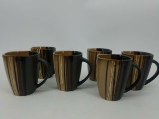 6 Brown And Black Better Home And Garden Mugs
