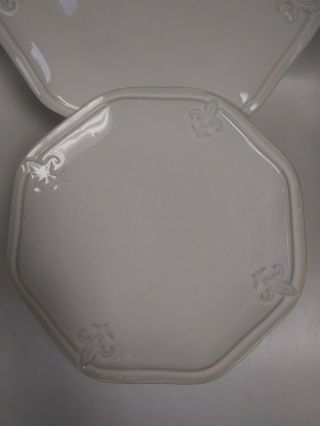 Set Of 5 Better Homes And Gardens Fleur De Lis Stoneware Cream Dinner Plates