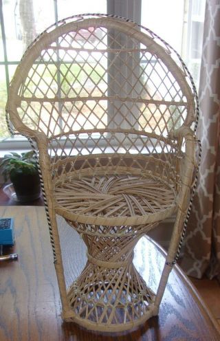 Bear Or American Girl Doll Size Wicker Chair Craft Peacock Sultan 15 " Tall