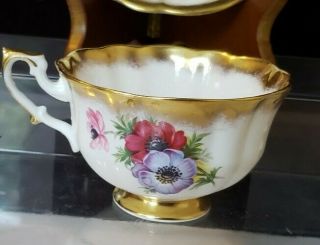 Royal Albert Tea Cup & Saucer Gold Crest Series Anemone Poppy Pattern 2