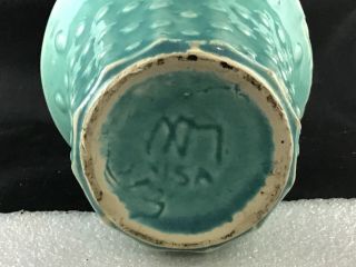 Vintage McCoy Pottery Planter - Vase AQUA GREEN HOBNAIL 4.  25” Collectible 3