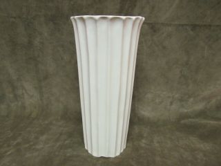 Vintage White Art Pottery Co Ribbed Design Tall Matt Glaze Vase Circa 1940 