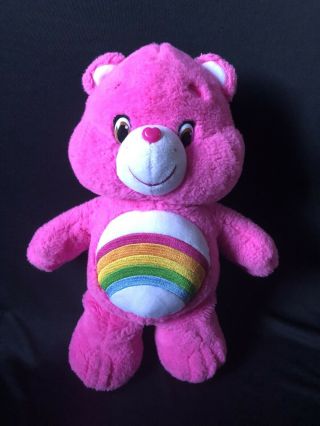 2014 Just Play Care Bears Cheer Bear Large Soft 14 " Plush Rainbow Pink