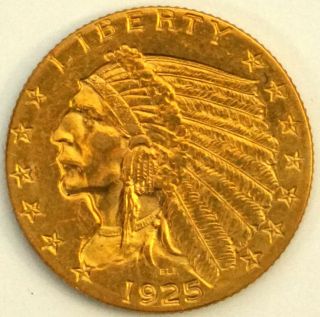 1925 D United States $2.  5 Indian Head Quarter Eagle Gold Coin - Ungraded - B5629