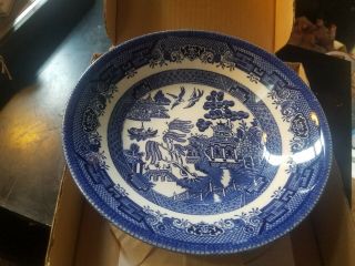 Vintage Churchill Blue Willow Set Of 2 8 " Soup Bowls Dinnerware England Box