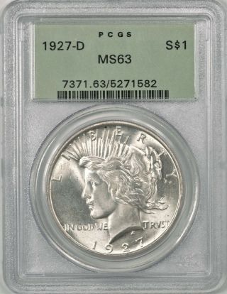 1927 - D Peace Dollar Pcgs Ms63 Luster Ogh Bmy7