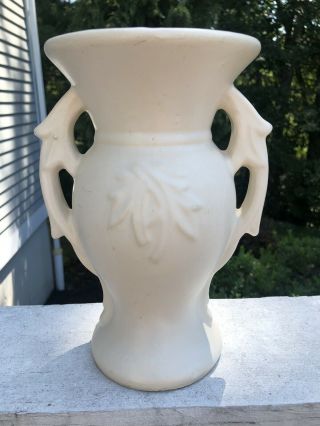 Vintage Mccoy Pottery Vase Tall Matte White Double Handled