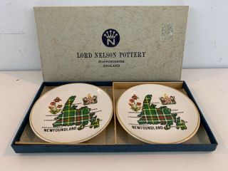 Vtg Lord Nelson Pottery English Porcelain Coasters W/ Newfoundland Dec.