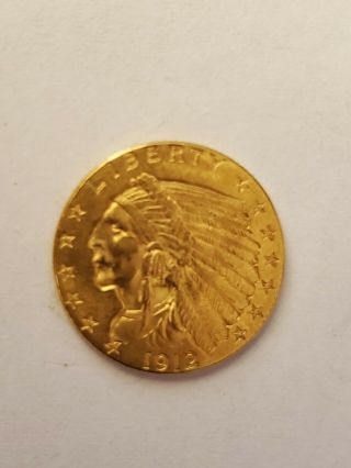 1912 P Indian Head Two And A Half Dollar Gold Coin