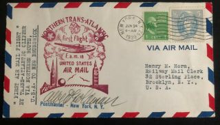 1939 York Usa First Flight Airmail Cover Ffc To Shediac Nb Canada