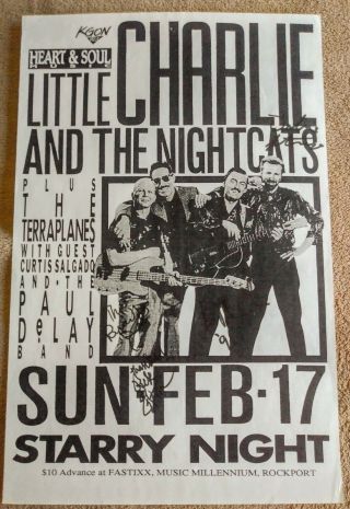 Little Charlie And The Nightcats Signed Concert Poster 1991 Portland,  Or Baty