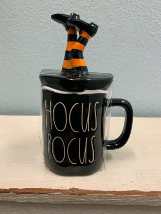 Rae Dunn Halloween Hocus Pocus Mug With Witch Legs Topper/lid,  Black
