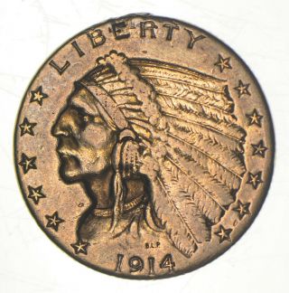 1914 $2.  50 Quarter Eagle Indian Head - U.  S.  Gold Coin 908