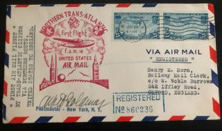 1939 York Usa First Flight Airmail Cover Ffc To Oxford England
