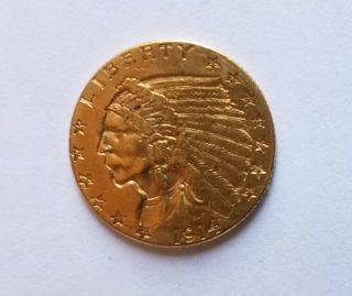 1914 - D $2 1/2 Indian Head Gold Coin Quarter Eagle
