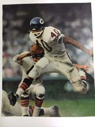 Gale Sayers Chicago Bears Hofer In Action Signed 8x10 Photo Jsa Precertified
