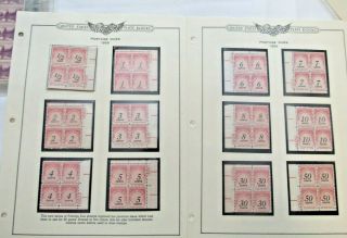 1959 Us Postage Due J89 - 103,  Fa1 Certified Mail Blocks Of Four Mnh