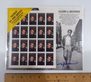 Usps Legends Of Hollywood,  James Dean,  20 Stamps,  Signed By Artist,  1996,  3082