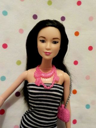 Gorgeous Fashionista Barbie Doll,  Asian Face,  Black Hair,  Prettydressshoes,  Bagexc