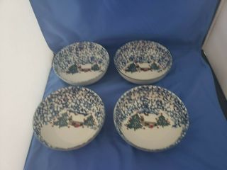 SET OF 4 Tienshan Folk Craft CABIN IN THE SNOW 4 - PC PLACE SETTING CHINA 2