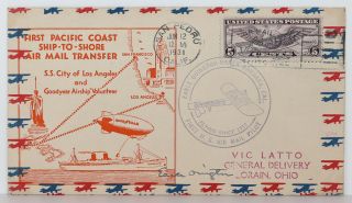 Earle Ovington Signed 1931 Cover First Ship - To - Shore Air Mail Transfer C12