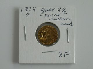 Us 1914 P Indian Head Quarter Eagle $2.  50 Gold Piece In Xf