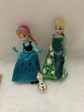 Polly Pocket Disney Frozen Princess Anna Elsa Dolls In Fabric Dress Flower Cape