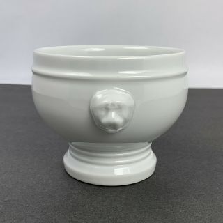 Pillivuyt Porcelain France Depuis 1818 Lion Handle Porcelain Bowl On Pedestal