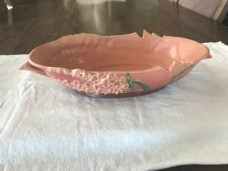 Vintage Roseville Art Pottery Fox Glove Pink Double Handled Console Bowl 423 - 12 "
