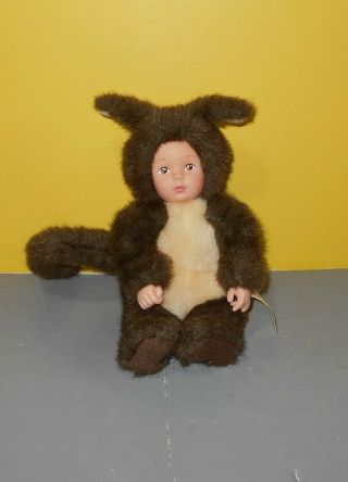 Unimax Anne Geddes Squirrel Baby Doll 10 " Bean Bottom Plush With Long Curly Tail