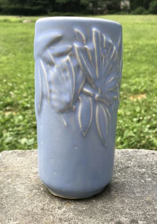 Vintage Nelson Mccoy Butterfly Vase Matte Blue Pottery
