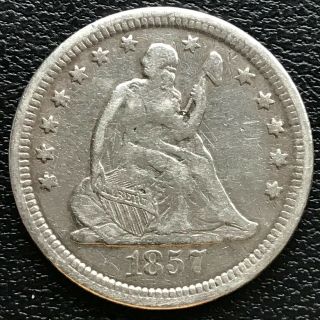 1857 S Seated Liberty Quarter Dollar 25c Rare Key Date Xf Details 13264