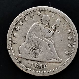 1859 S Seated Liberty Quarter Dollar 25c San Francisco Very Rare Xf Details 4144