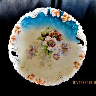 Awesome Rs Prussia Handled Cake Plate Autumn Poppies Floral Mold Gold