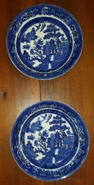 Antique Royal Staffordshire " Ye Olde Blue Willow " Coupe Soup Bowls