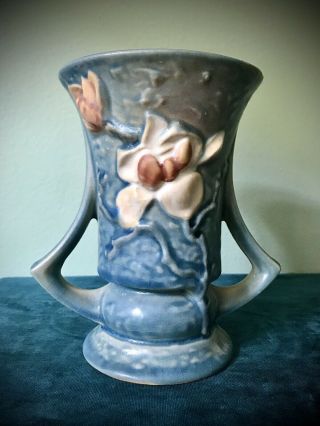 Roseville Pottery Magnolia Vase In Blue Glaze,  Bottom Marked 88 - 6 Circa 1940s?