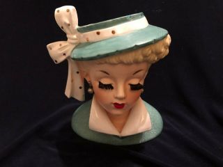 Vintage 1959 Napco Head Vase Lady Head Vase,  With Brushed Eyelashes,  C3959c