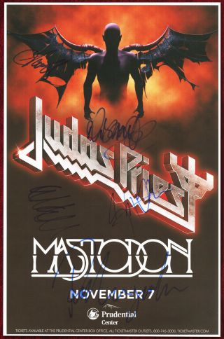 Judas Priest Autographed Concert Poster 2015 Ian Hill,  Rob Halford Glenn Tipton