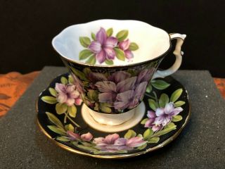 Vintage Royal Albert Tea Cup And Saucer Bouquet Series Azalea Black And Floral
