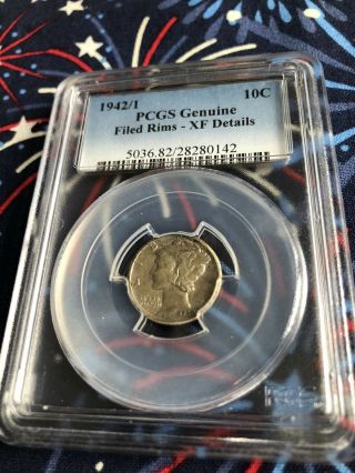 1942/1 - D Mercury Dime 10c - Pcgs Xf Details - Rare Overdate Variety Coin