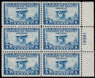 United States Scott 650 Plate Block Of 6 (1928) Nh Xf,  Cv $60.  00 C