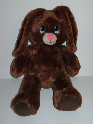 17 " Build A Bear Dark Brown Bunny Rabbit Plush Stuffed Animal Blue Eyes White